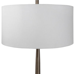 Uttermost Minette Transitional Steel Marble Fabric Floor Lamp in Antique Brass