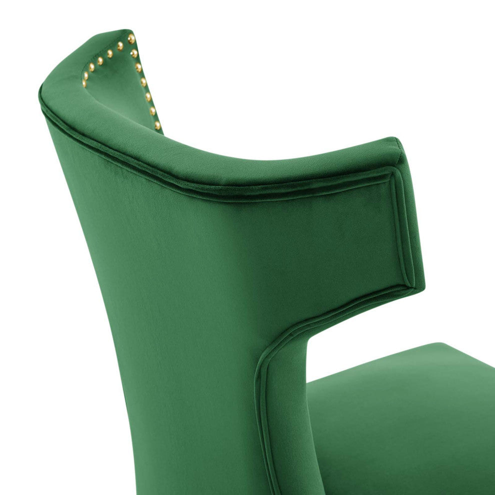 Curve Performance Velvet Dining Chairs, Set of 2, Emerald