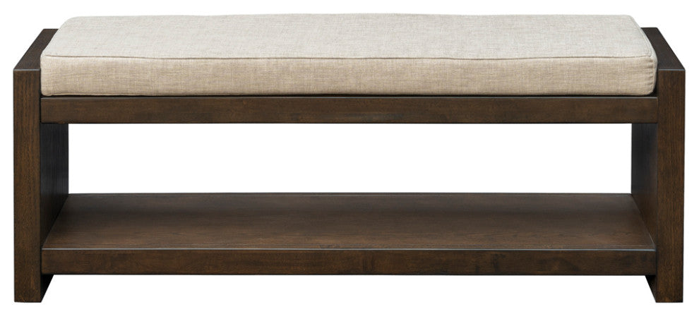 Madison Park Ivan Accent Bench with Lower Shelf in Brown