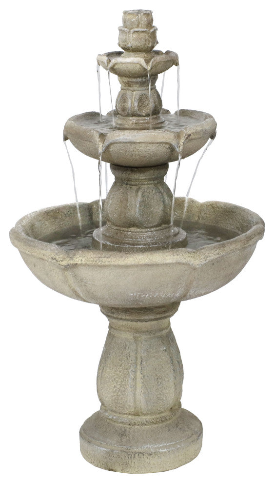Sunnydaze Birds' Delight Outdoor Garden Water Fountain Bird Bath, 35"