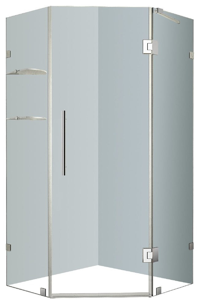 Neoscape GS 40"x40"x72" Frameless Neo-Angle Shower Enclosure + Shelves Stainless