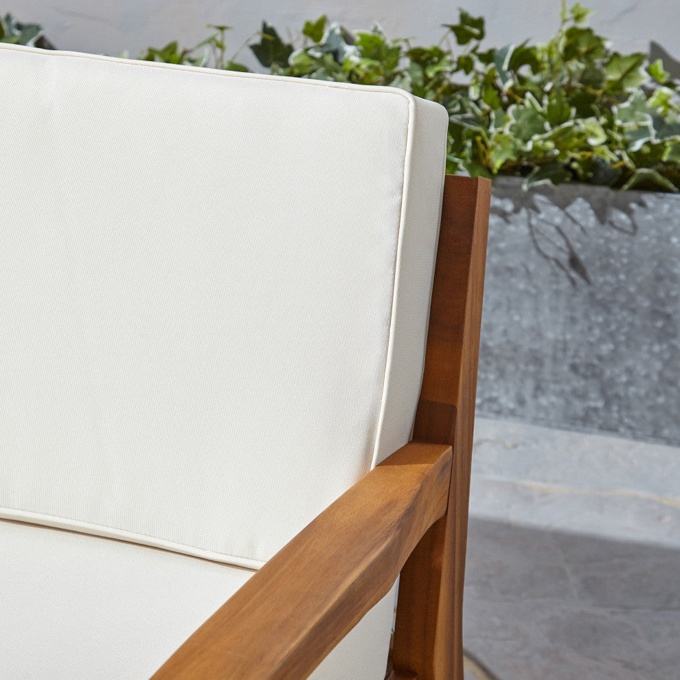 GDF Studio 4-Piece Parma Outdoor Wood Chat Set, Beige