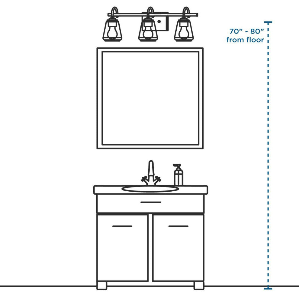 Calhoun Collection Three-Light Vintage Brass Bath Vanity Light