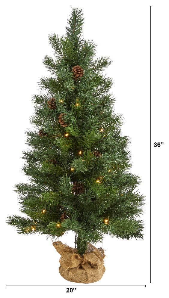 3'' Fraser Fir Natural Look Artificial Christmas Tree With 50 Clear LED Lights