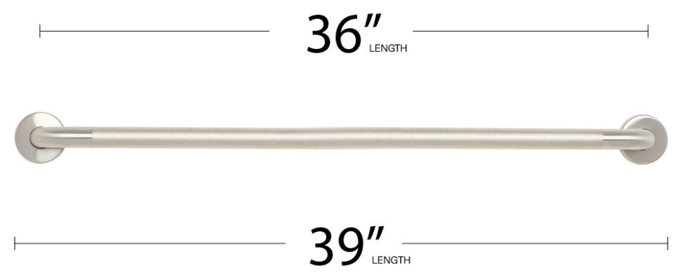 36" Stainless Steel Wall Mount Peened Bathroom Shower Grab Bar with Satin Ends