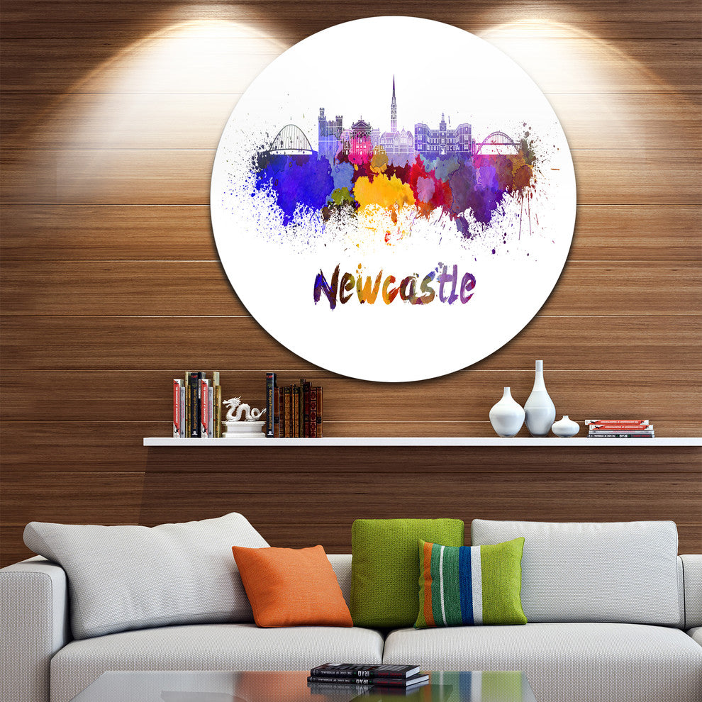 Newcastle Skyline, Cityscape Round Wall Art, 36"
