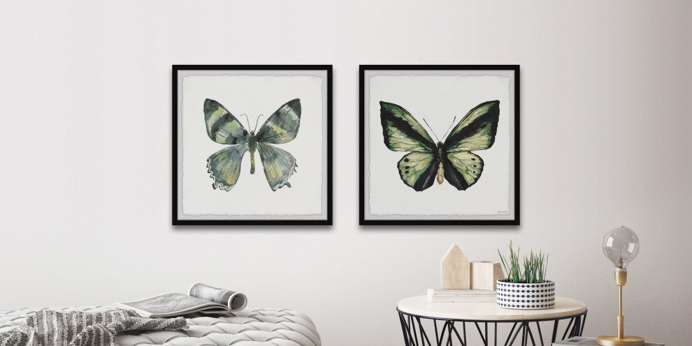 Lovely Green Butterflies Diptych, 36"x18"