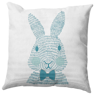 Monochrome Bunny Easter Indoor/Outdoor Throw Pillow, Explorer Blue, 20x20"