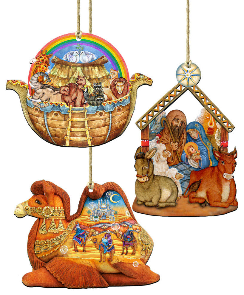 Story of Nativity Ornaments Set of 3