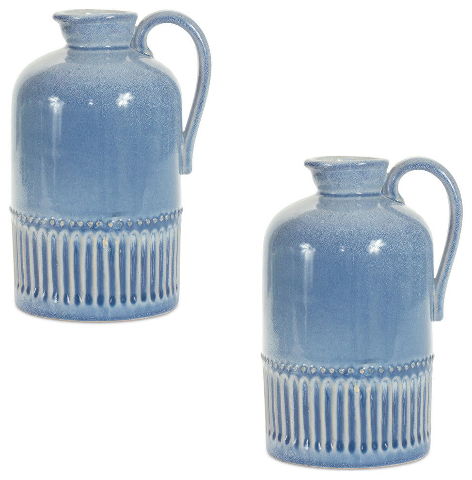 Ceramic Jug Vase, 2-Piece Set