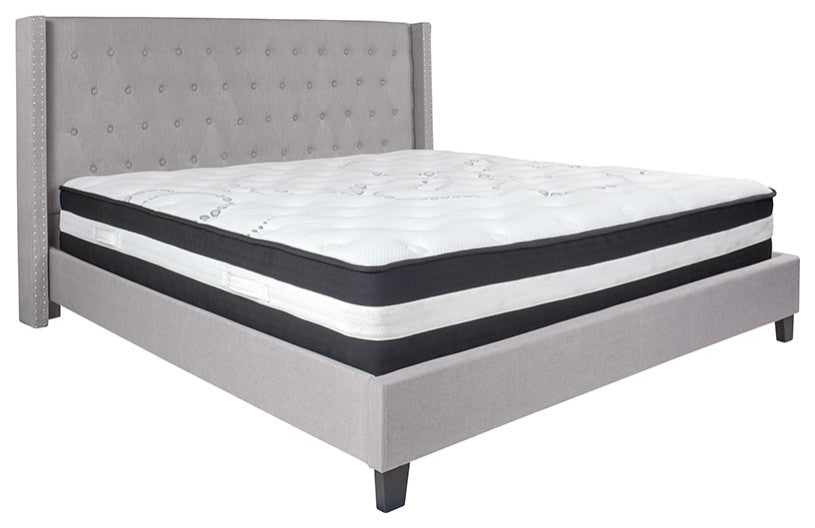 King Platform Bed Set-Gray