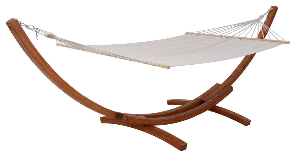 Outdoor Cedar Wood Hammock, Textilene Fabric, White