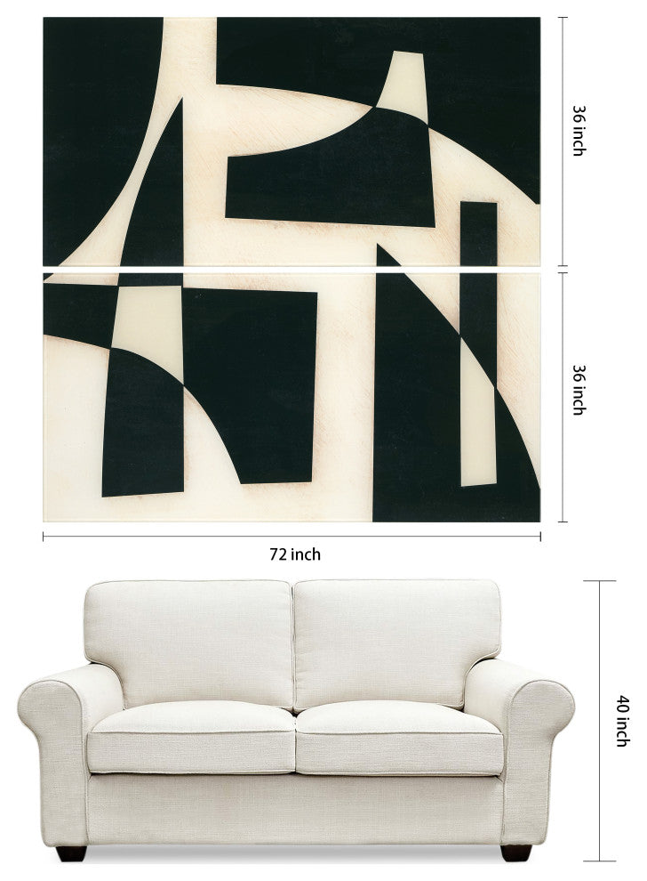 "Onyx Cutout" Oversized 72"x36" Frameless Reverse Printed Tempered Art Glass Set