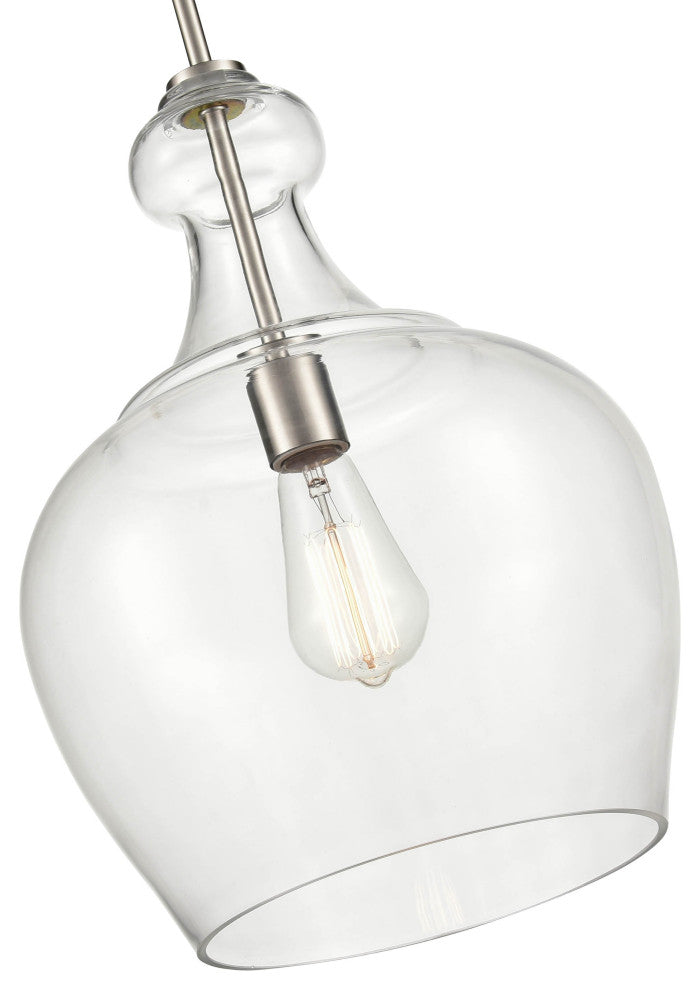 1 Light 12 in. Brushed Nickel Pendant