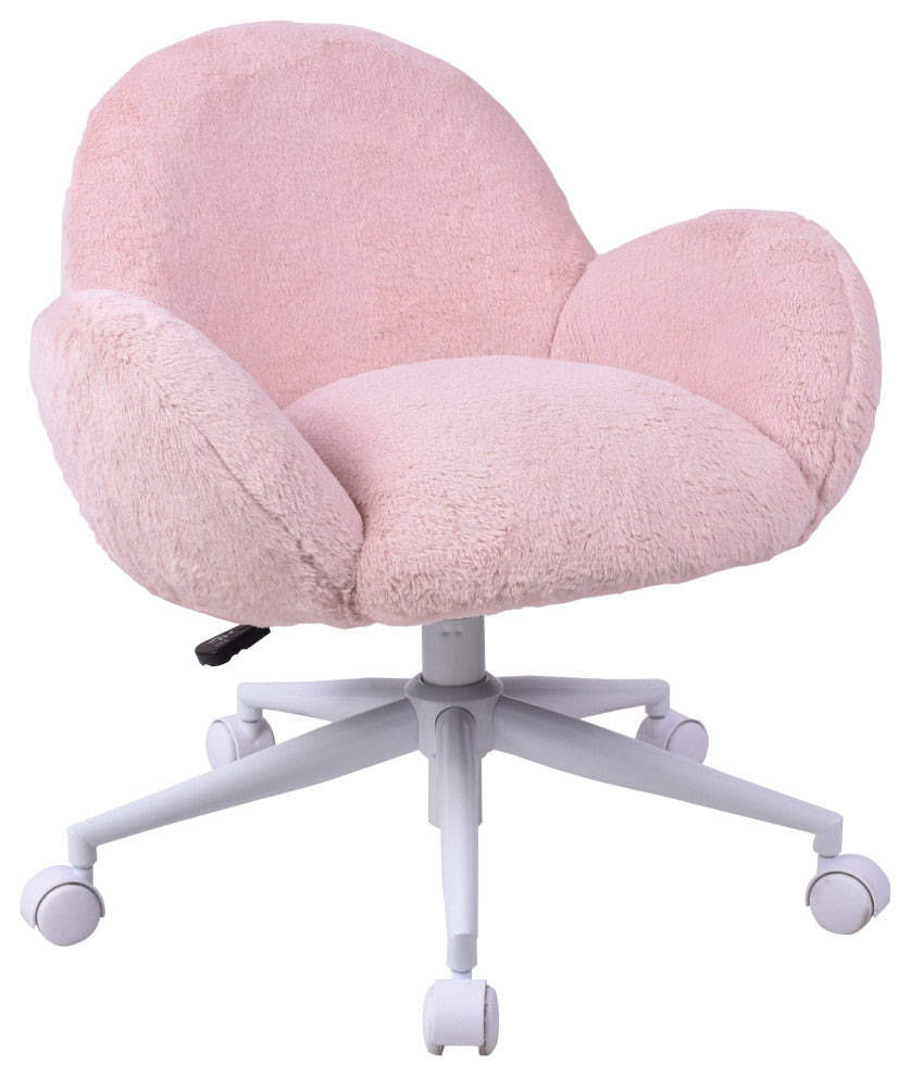 Cloud Tufted Modern Vanity Chair, Pink Faux Fur