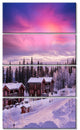 Frosty Winter Resorts in Forest, Landscape Wall Art on Canvas, 28"x48", 4 Panels