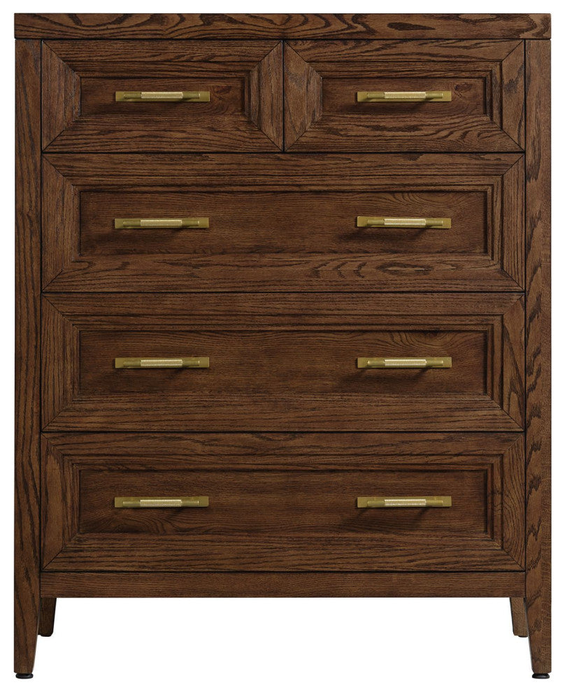 Marlow 5-Drawer Solid Oak Chest, Sable