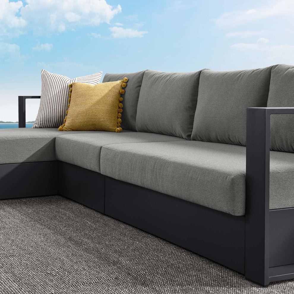 Tahoe Outdoor Patio Powder-Coated Aluminum 3-Piece Left-Facing Chaise Sectional