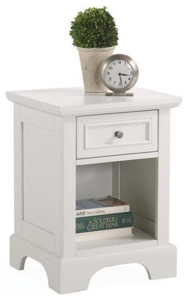 Homestyles Naples Wood Nightstand in Off White