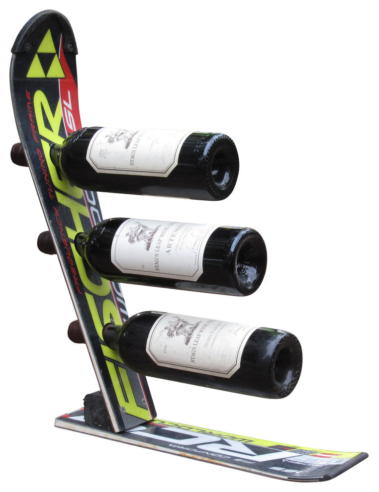 Snow Ski Wine Rack, 3 Bottle, Black Fisher