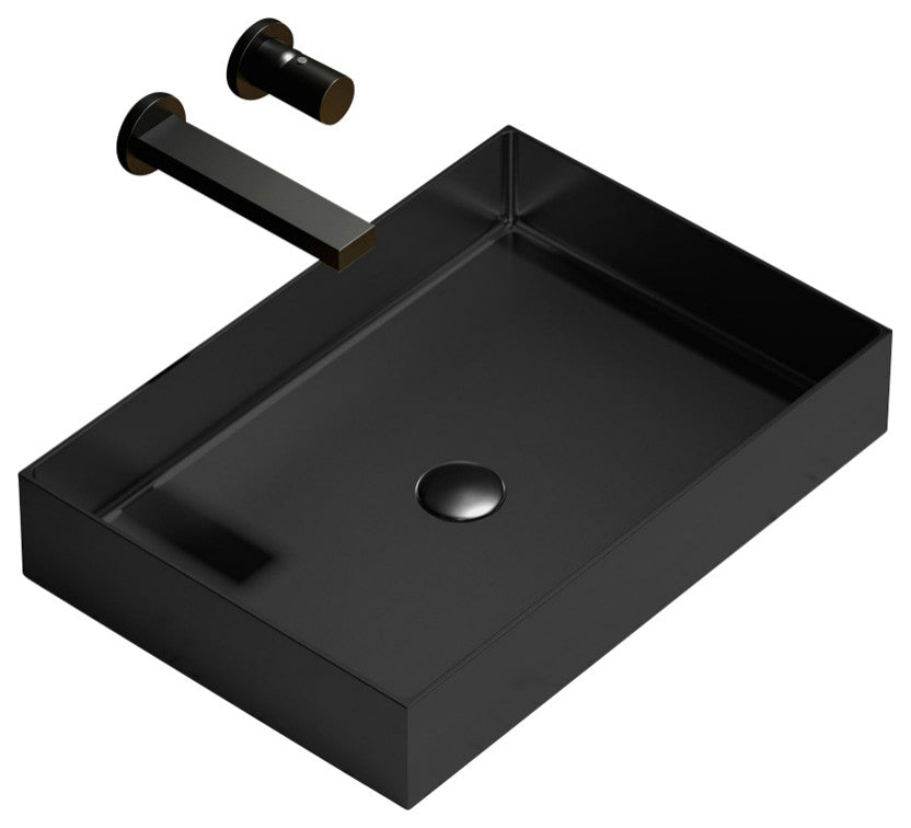 Giolla Modern Rectangular Vessel Sink, Gun Metal