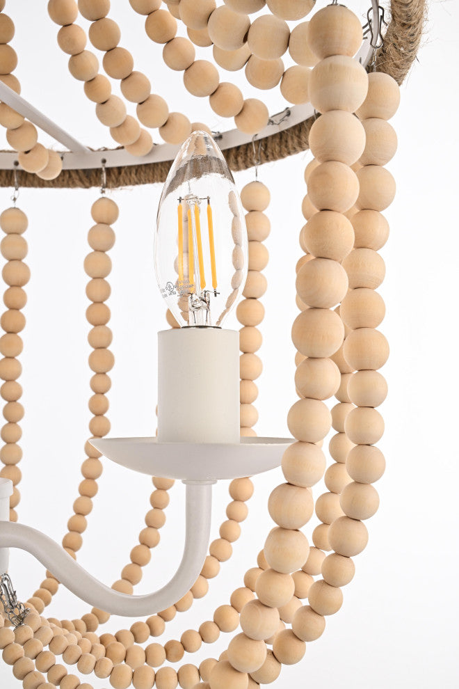 Home Living 16" Beaded Pendant, Beige