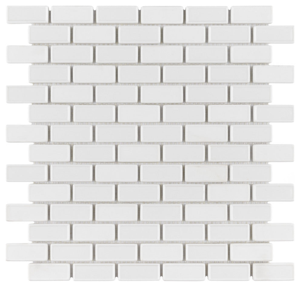 Expressions Recessed Subway White Glass Floor and Wall Tile