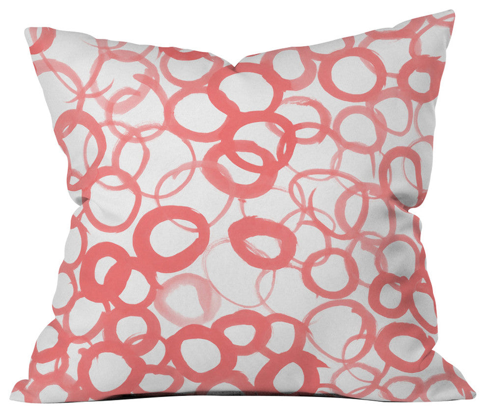 Amy Sia Watercolor Circle Rose Throw Pillow, 16"x16"
