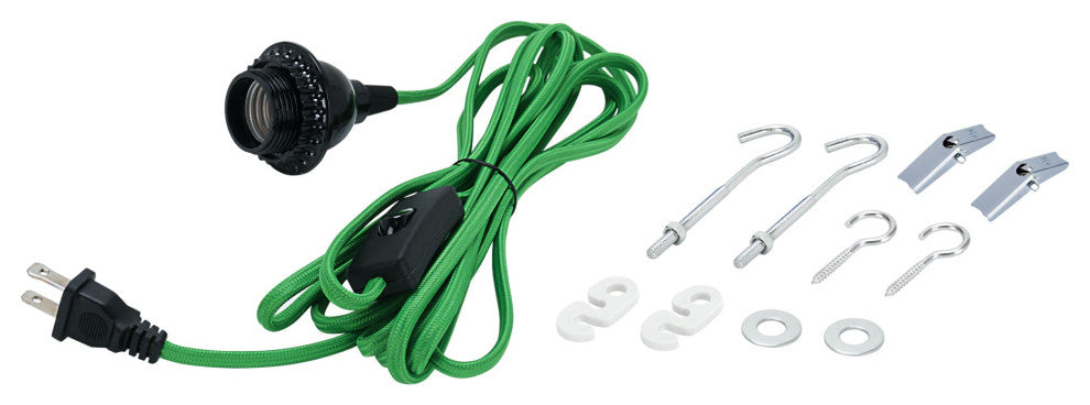 Aspen Creative 21027-21, 1-Light Plug-In Black Socket Pendant, Apple Green Cord