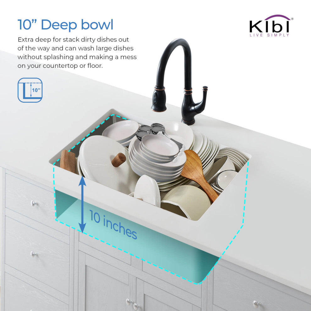 KIBI Handcrafted Undermount Single Bowl 16 gauge Stainless Steel Kitchen Sink, 2