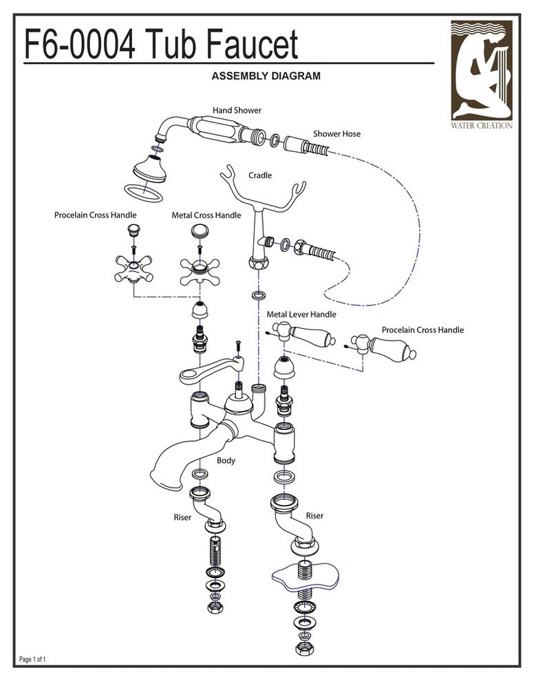 Vintage Classic Deck Mount Tub Faucet With Handshower, Polished Nickel Pvd Finis