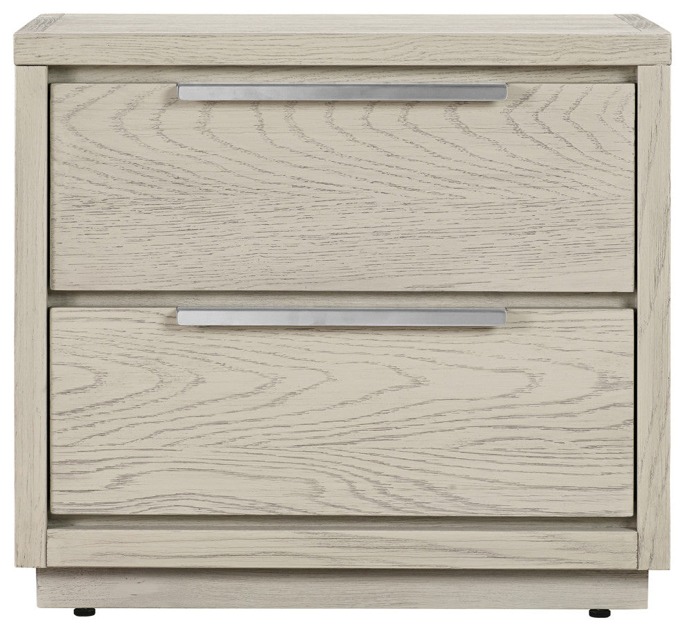 Abbey 2 Drawer Nightstand in Grey Oak Wood