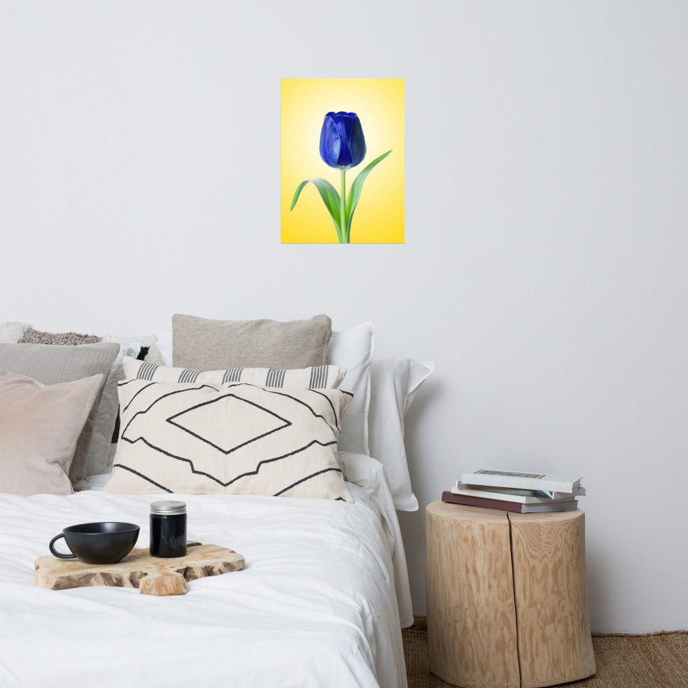 Blue Tulip Minimal Floral Nature Photo Botanical Loose Unframed Wall Art Print, 18" X 24"