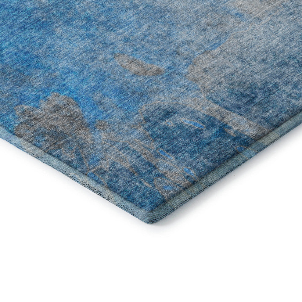 Premium Machine Washable Mayfield AMF562 Blue 8' x 8' Round Rug