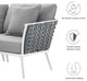 Sectional Sofa Table Set, White Gray, Aluminum, Modern, Outdoor Patio