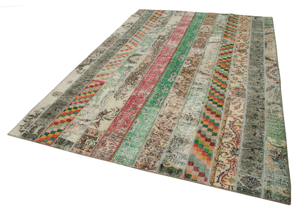 Rug N Carpet - Hand-Knotted Turkish 6' 8" x 9' 11" Vintage Patchwork Area Rug