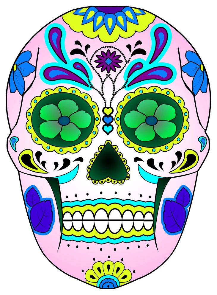 VWAQ Sugar Skull Wall Art Decal - Day of the Dead Wall Decor Dia De Los Muertos