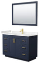 48"SGL Vanity Dark Blue, LV Carrara Cult. Top, Sink, Gold Trim, 46"Mirror
