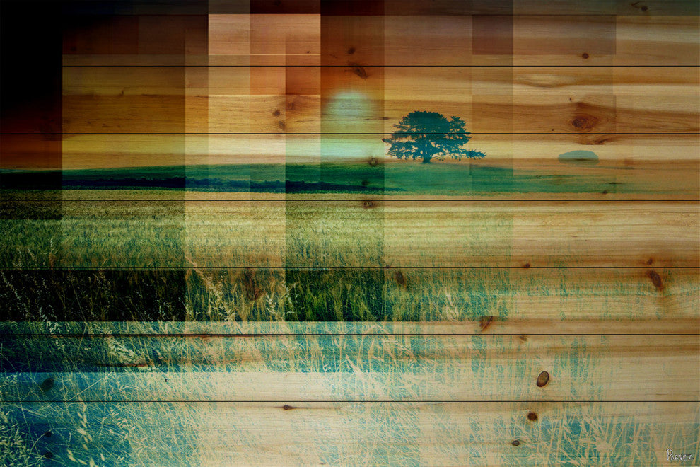 "Pusledge" UV Ink Print on Natural Pine Wood, 45"x30"