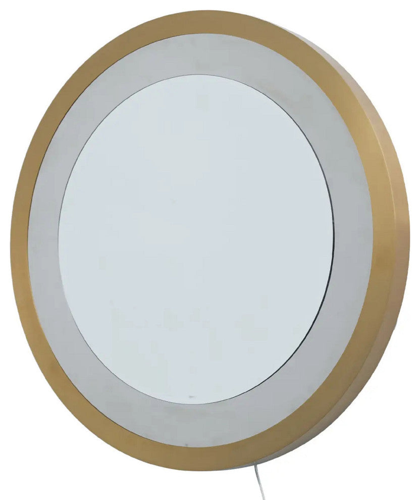 Starfall Vanishing Infinity LED Round Wall Mirror in Brass
