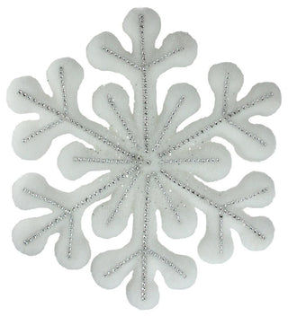 10.5" White and Silver Glitter Snowflake Hanging Christmas Ornament
