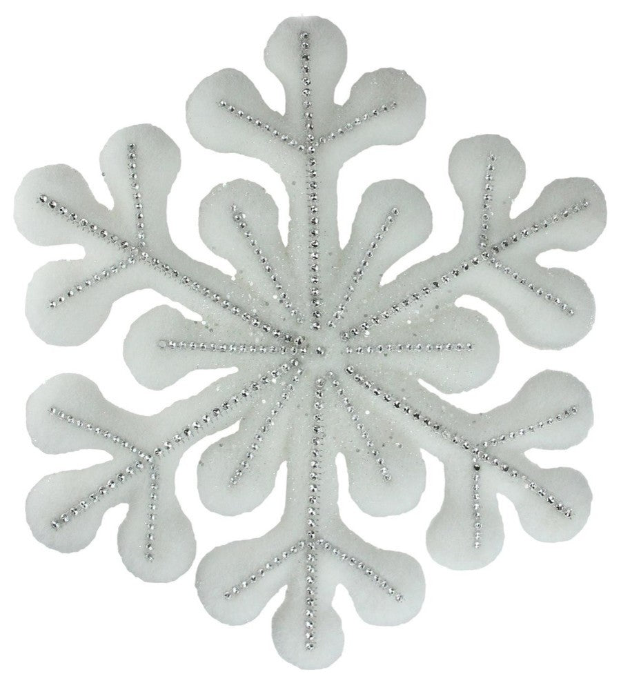 10.5" White and Silver Glitter Snowflake Hanging Christmas Ornament