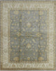 Blue-Gray Oushak Style Chobi Hand-Knotted Wool Oriental Rug, 8'x10'