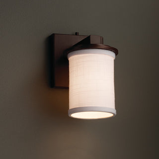 Textile Dakota 1-Light Wall Sconce, Cylinder With Flat Rim, Dark Bronze