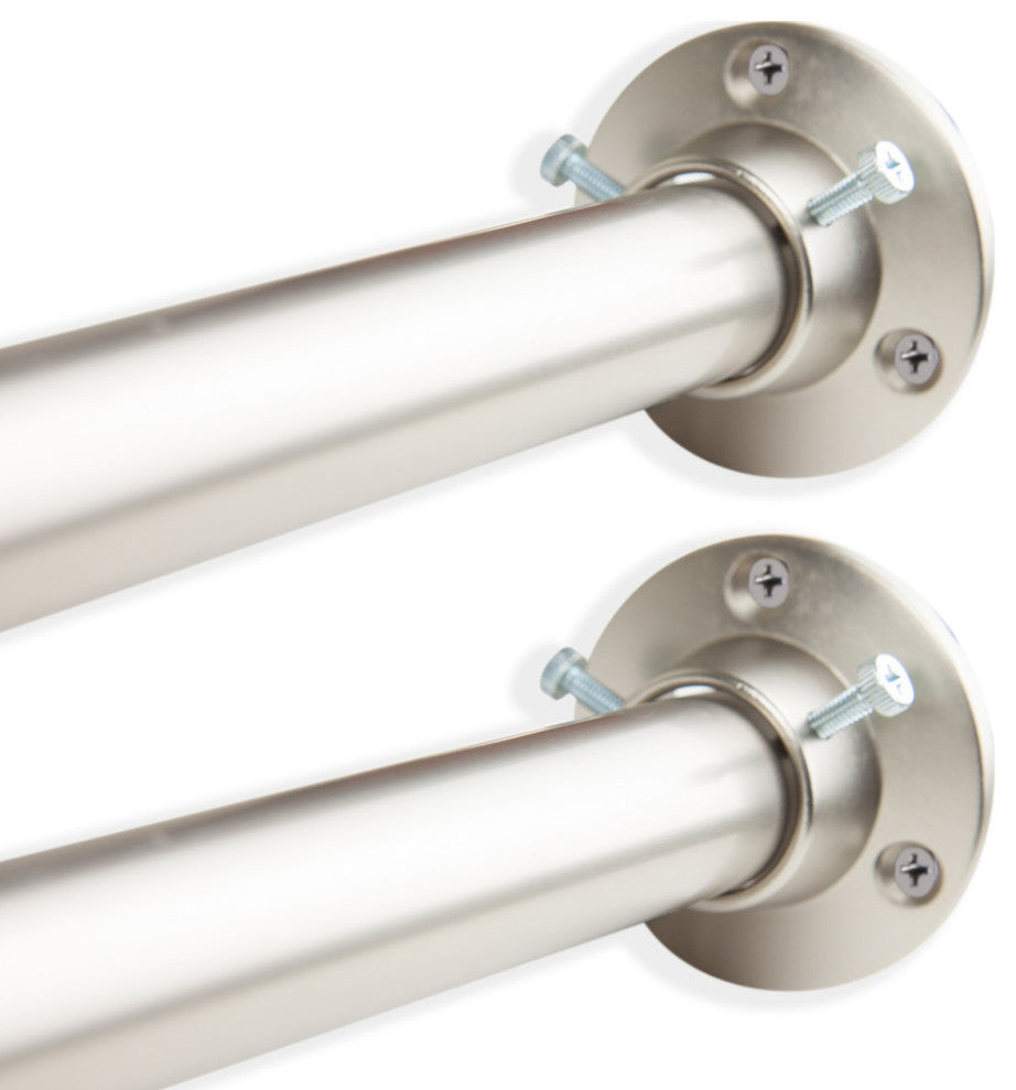 1" Adjustable 48-84" Room Divider/Closet Rod, Rod and Socket Set, Satin Nickel