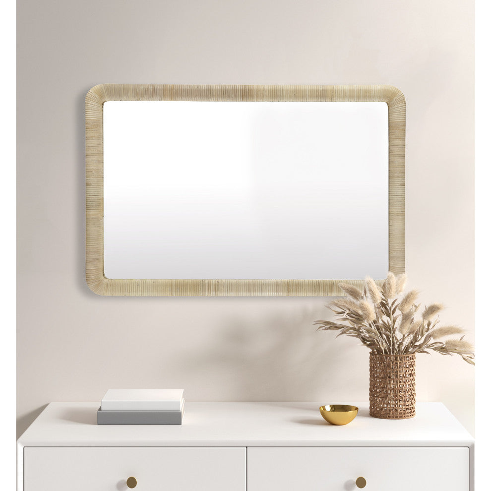 INK+IVY Nova Natural Rattan Rectangle Wall Mirror, Natural