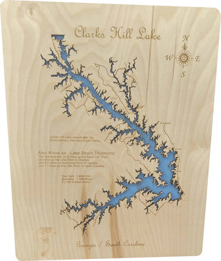 Clarks Hill Lake, Georgia/South Carolina-Wood Lake Map, Small Standout