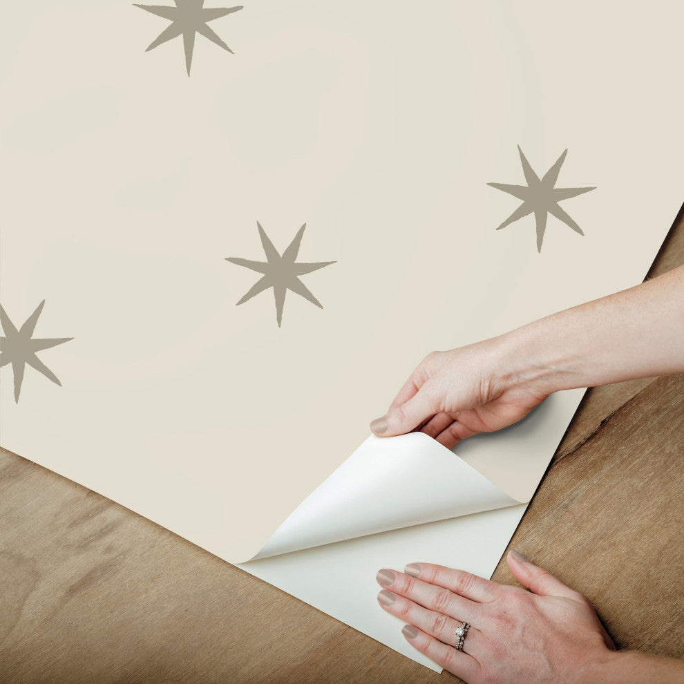 Wicker & Metallic Glint Star Splendor Peel & Stick Wallpaper