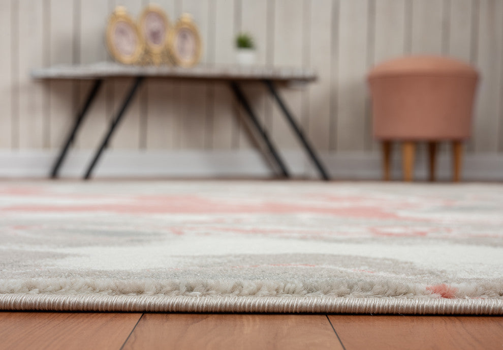 Abani Arto ART140C Abstract Liquid Marble Cream Pink  Area Rug
