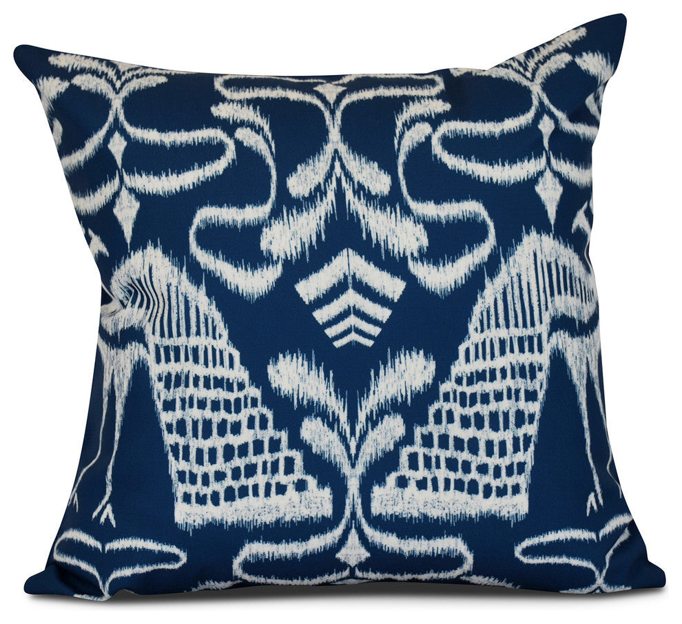 Crown, Animal Print Outdoor Pillow, Blue, 20"x20"